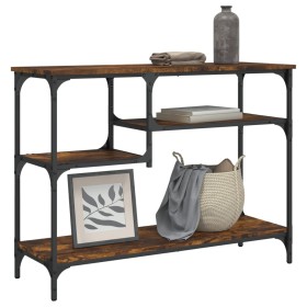 Mesa consola con estantes roble ahumado 100x35x75 cm de , Mesas auxiliares - Ref: Foro24-837784, Precio: 55,99 €, Descuento: %