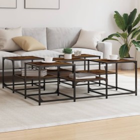 Smoked oak engineered wood coffee table 121x121x40 cm by , Coffee table - Ref: Foro24-839070, Price: 68,99 €, Discount: %