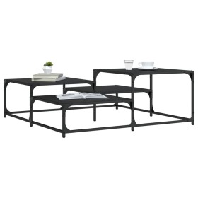 Black engineered wood coffee table 107x107x40 cm by , Coffee table - Ref: Foro24-837752, Price: 50,41 €, Discount: %