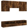 Wall TV cabinets 5 pieces engineered wood smoked oak by , TV Furniture - Ref: Foro24-3216529, Price: 203,06 €, Discount: %