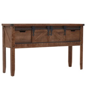 Brown solid fir wood console table 131x35.5x75 cm by vidaXL, Side tables - Ref: Foro24-246121, Price: 211,40 €, Discount: %