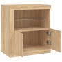 Sideboard with LED lights Sonoma oak 60.5x37x67 cm by , Sideboards - Ref: Foro24-836618, Price: 73,66 €, Discount: %