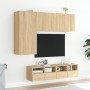 TV wall cabinets 4 pieces engineered wood Sonoma oak by , TV Furniture - Ref: Foro24-3216534, Price: 172,73 €, Discount: %