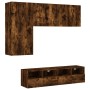 Wall TV cabinets 4 pieces engineered wood smoked oak by , TV Furniture - Ref: Foro24-3216536, Price: 171,26 €, Discount: %