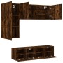 Wall TV cabinets 4 pieces engineered wood smoked oak by , TV Furniture - Ref: Foro24-3216536, Price: 171,26 €, Discount: %