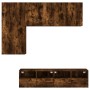 Wall TV cabinets 4 pieces engineered wood smoked oak by , TV Furniture - Ref: Foro24-3216536, Price: 171,26 €, Discount: %