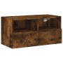 Wall TV cabinets 4 pieces engineered wood smoked oak by , TV Furniture - Ref: Foro24-3216536, Price: 171,26 €, Discount: %