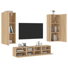 TV wall cabinets 5 pcs engineered wood Sonoma oak by , TV Furniture - Ref: Foro24-3216541, Price: 189,44 €, Discount: %