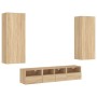 TV wall cabinets 5 pcs engineered wood Sonoma oak by , TV Furniture - Ref: Foro24-3216541, Price: 192,81 €, Discount: %