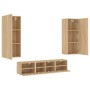 TV wall cabinets 5 pcs engineered wood Sonoma oak by , TV Furniture - Ref: Foro24-3216541, Price: 192,81 €, Discount: %