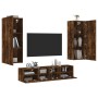 Wall TV cabinets 5 pieces engineered wood smoked oak by , TV Furniture - Ref: Foro24-3216543, Price: 192,91 €, Discount: %