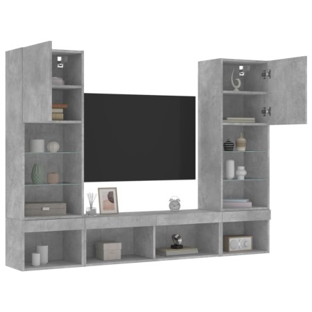 TV-Wandmöbel mit LED 5-teilig betongraues Holzwerkstoff von , TV-Möbel - Ref: Foro24-3216693, Preis: 226,99 €, Rabatt: %