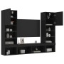 Wall TV cabinets with LED 5 pieces black engineered wood by , TV Furniture - Ref: Foro24-3216691, Price: 236,45 €, Discount: %