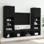 Wall TV cabinets with LED 5 pieces black engineered wood by , TV Furniture - Ref: Foro24-3216691, Price: 236,45 €, Discount: %