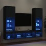 Wall TV cabinets with LED 5 pieces black engineered wood by , TV Furniture - Ref: Foro24-3216691, Price: 236,45 €, Discount: %