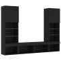 Wall TV cabinets with LED 5 pieces black engineered wood by , TV Furniture - Ref: Foro24-3216691, Price: 236,45 €, Discount: %