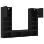 Wall TV cabinets with LED 5 pieces black engineered wood by , TV Furniture - Ref: Foro24-3216691, Price: 236,45 €, Discount: %