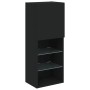 Wall TV cabinets with LED 5 pieces black engineered wood by , TV Furniture - Ref: Foro24-3216691, Price: 236,45 €, Discount: %