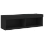 Wall TV cabinets with LED 5 pieces black engineered wood by , TV Furniture - Ref: Foro24-3216691, Price: 236,45 €, Discount: %