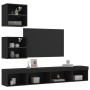 Wall TV cabinets with LED 5 pieces black engineered wood by , TV Furniture - Ref: Foro24-3216698, Price: 155,01 €, Discount: %