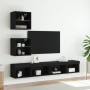 Wall TV cabinets with LED 5 pieces black engineered wood by , TV Furniture - Ref: Foro24-3216698, Price: 155,01 €, Discount: %