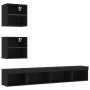 Wall TV cabinets with LED 5 pieces black engineered wood by , TV Furniture - Ref: Foro24-3216698, Price: 155,01 €, Discount: %