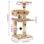 Sisal post cat scratching post 65 cm beige prints by vidaXL, Cat furniture - Ref: Foro24-170610, Price: 40,62 €, Discount: %