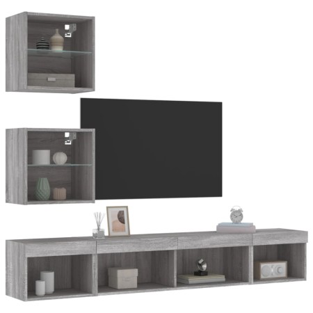 TV-Wandmöbel mit LED, 5-teilig, Holzwerkstoff, grau Sonoma von , TV-Möbel - Ref: Foro24-3216702, Preis: 148,84 €, Rabatt: %