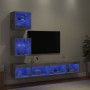 Muebles TV pared con LED 5 pzas madera ingeniería gris hormigón de , Muebles TV - Ref: Foro24-3216700, Precio: 141,99 €, Desc...