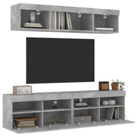 TV wall furniture with LED 5 pieces concrete gray engineered wood by , TV Furniture - Ref: Foro24-3216721, Price: 176,87 €, D...