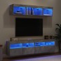 Muebles TV pared con LED 5 pzas madera ingeniería gris hormigón de , Muebles TV - Ref: Foro24-3216721, Precio: 176,87 €, Desc...