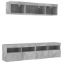 Muebles TV pared con LED 5 pzas madera ingeniería gris hormigón de , Muebles TV - Ref: Foro24-3216721, Precio: 179,62 €, Desc...