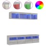 Muebles TV pared con LED 5 pzas madera ingeniería gris Sonoma de , Muebles TV - Ref: Foro24-3216723, Precio: 173,43 €, Descue...