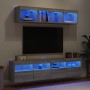 Muebles TV pared con LED 5 pzas madera ingeniería gris Sonoma de , Muebles TV - Ref: Foro24-3216723, Precio: 173,43 €, Descue...