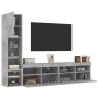 Muebles TV pared con LED 4 pzas madera ingeniería gris hormigón de , Muebles TV - Ref: Foro24-3216714, Precio: 174,64 €, Desc...