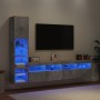 TV wall furniture with LED 4 pieces concrete gray engineered wood by , TV Furniture - Ref: Foro24-3216714, Price: 176,31 €, D...