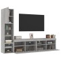 TV wall furniture with LED 4 pieces engineered wood gray Sonoma by , TV Furniture - Ref: Foro24-3216716, Price: 172,11 €, Dis...