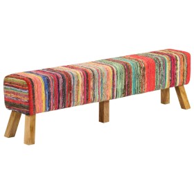 Chindi fabric bench and solid multicolor mango wood 160 cm by , Benches for halls and storage - Ref: Foro24-359636, Price: 17...