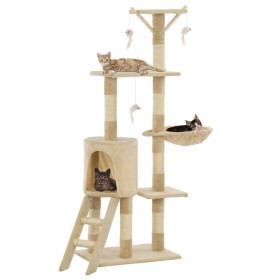 Rascador para gatos con poste de sisal 138 cm beige de vidaXL, Mobiliario para gatos - Ref: Foro24-170580, Precio: 64,77 €, D...