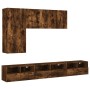 Wall TV cabinets 5 pieces engineered wood smoked oak by , TV Furniture - Ref: Foro24-3216562, Price: 215,96 €, Discount: %