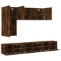 Wall TV cabinets 5 pieces engineered wood smoked oak by , TV Furniture - Ref: Foro24-3216562, Price: 215,96 €, Discount: %