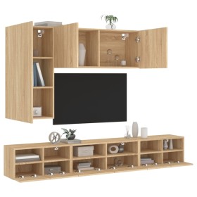 TV wall cabinets 5 pcs engineered wood Sonoma oak by , TV Furniture - Ref: Foro24-3216560, Price: 215,84 €, Discount: %