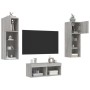 Muebles de TV de pared con luces LED 4 piezas gris Sonoma de , Muebles TV - Ref: Foro24-3216581, Precio: 138,99 €, Descuento: %