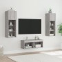 Wall TV Cabinets with LED Lights 4 Pieces Sonoma Gray by , TV Furniture - Ref: Foro24-3216581, Price: 138,74 €, Discount: %