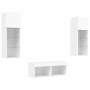 Muebles de TV de pared con luces LED 4 piezas blanco de , Muebles TV - Ref: Foro24-3216576, Precio: 139,99 €, Descuento: %