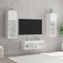 Muebles de TV de pared con luces LED 4 piezas blanco de , Muebles TV - Ref: Foro24-3216576, Precio: 139,99 €, Descuento: %