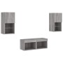 Wall TV Cabinets with LED Lights 4 Pieces Sonoma Gray by , TV Furniture - Ref: Foro24-3216574, Price: 117,81 €, Discount: %