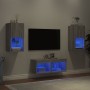 Wall TV Cabinets with LED Lights 4 Pieces Sonoma Gray by , TV Furniture - Ref: Foro24-3216574, Price: 117,81 €, Discount: %