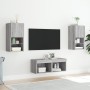 Wall TV Cabinets with LED Lights 4 Pieces Sonoma Gray by , TV Furniture - Ref: Foro24-3216574, Price: 117,81 €, Discount: %