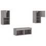 Wall TV Cabinets with LED Lights 4 Pieces Sonoma Gray by , TV Furniture - Ref: Foro24-3216574, Price: 117,81 €, Discount: %